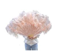 Abanico De Plumas Grandes Retro 2 Tamaños, Abanicos Del Baile Rojo, Accesorios Espectáculo For Escenario Boda, Decoración Con Marabú Mano, 13 Huesos para Danza y Decoración(Champagne,100CM 2PCS)