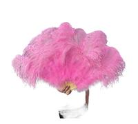 Abanico De Plumas Grandes Retro 2 Tamaños, Abanicos Del Baile Rojo, Accesorios Espectáculo For Escenario Boda, Decoración Con Marabú Mano, 13 Huesos para Danza y Decoración(Pink,130CM 1PCS)