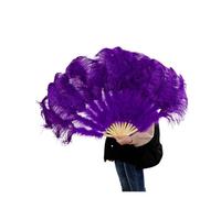 Abanico De Plumas Grandes Retro 2 Tamaños, Abanicos Del Baile Rojo, Accesorios Espectáculo For Escenario Boda, Decoración Con Marabú Mano, 13 Huesos para Danza y Decoración(Deep Purple,100CM 1PCS)