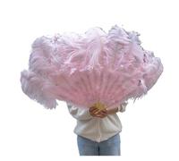 Abanico De Plumas Grandes Retro 2 Tamaños, Abanicos Del Baile Rojo, Accesorios Espectáculo For Escenario Boda, Decoración Con Marabú Mano, 13 Huesos para Danza y Decoración(Light Pink,100CM 2PCS)