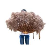 Abanico De Plumas Grandes Retro 2 Tamaños, Abanicos Del Baile Rojo, Accesorios Espectáculo For Escenario Boda, Decoración Con Marabú Mano, 13 Huesos para Danza y Decoración(Coffee,130CM 2PCS)