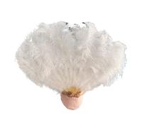 Abanico De Plumas Grandes Retro 2 Tamaños, Abanicos Del Baile Rojo, Accesorios Espectáculo For Escenario Boda, Decoración Con Marabú Mano, 13 Huesos para Danza y Decoración(White,130CM 1PCS)