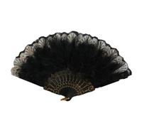 Abanico de plumas para mujer, estilo vintage de los años 20, plegable, de mano, con encaje, para bodas y fiestas temáticas, para actuaciones de baile