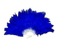 Abanico de plumas plegable de mano, abanico de hadas para maquillaje, escenario, fiesta, azul, 25 piezas