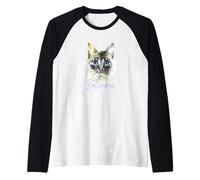 Abanico de Raza de Gato balinés Elegante Arte felino Camiseta Manga Raglan