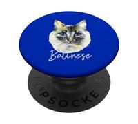Abanico de Raza de Gato balinés Elegante Arte felino PopSockets PopGrip Adhesivo