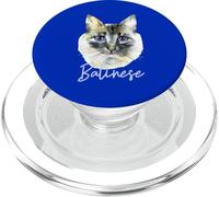 Abanico de Raza de Gato balinés Elegante Arte felino PopSockets PopGrip para MagSafe