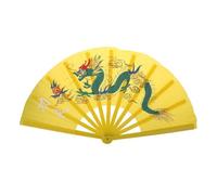 Abanico de Tai Chi, Tradicional Kung Fu for Artes Marciales, Mano for práctica Wushu, Plegable para Actuaciones EscéNicas Fiestas Decoraciones(Yellow)