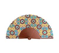 Abanico Español de Madera y Seda Plegable | Hecho a Mano en Valencia | Estampado de Colores Original Andaluz | Funda Terciopelo | Regalo Original y Artesanal | Abanico Garnata Marrón