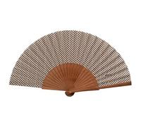 Abanico Español Espiga Marrón - Madera y Algodón - 23 cm - Estuche y Funda de Yute - Accesorio de Moda - Hecho a Mano en España - Eventos y Regalos - Colección Nuestros Clásicos - Tusitala Barcelona