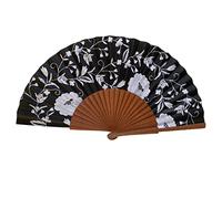 Abanico Español Manuela - Madera y Algodón - 23 cm - Estuche y Funda de Yute - Accesorio de Moda - Hecho a Mano en España - Eventos y Regalos - Colección Mantón - Tusitala Barcelona