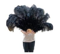 Abanico Grande de Plumas Avestruz auténticas for Decorar Fiestas Bodas y Halloween, Abanico for Danza del Vientre, Barras for Bricolaje para Boda, Regalo, Fiesta, Carnaval, Disfraz(Black,2 Pcs 100CM)