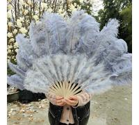 Abanico grande de plumas de avestruz, plumas decorativas de avestruz para manualidades, bodas, bailes, fiestas, actuaciones, celebraciones, gris, 1 unidad