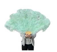 Abanico grande de plumas marabú y avestruz, estilo vintage, plegable, for disfraz, baile, escenario, decoración fiestas bodas para boda, regalo, fiesta, carnaval, disfraz(Mint green,2PCS 100CM 130CM)