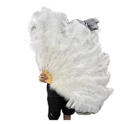 Abanico grande de plumas marabú y avestruz, estilo vintage, plegable, for disfraz, baile, escenario, decoración fiestas bodas para boda, regalo, fiesta, carnaval, disfraz(White,2PCS 100CM 130CM)