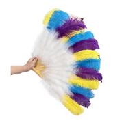 Abanico grande de plumas marabú y avestruz, estilo vintage, plegable, for disfraz, baile, escenario, decoración fiestas bodas para boda, regalo, fiesta, carnaval, disfraz(Mix color,2PCS 100CM 130CM)