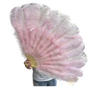 Abanico grande de plumas marabú y avestruz, estilo vintage, plegable, for disfraz, baile, escenario, decoración fiestas bodas para boda, regalo, fiesta, carnaval, disfraz(Light pink,2PCS 100CM 130CM)