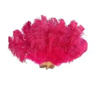 Abanico grande de plumas marabú y avestruz, estilo vintage, plegable, for disfraz, baile, escenario, decoración fiestas bodas para boda, regalo, fiesta, carnaval, disfraz(Red1,2PCS 100CM 130CM)