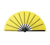 Abanico grande plegable para danza, country line dance y eventos al aire libre, para pintar (amarillo, 34 cm)