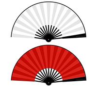 Abanico grande rojo plegable de seda china para disfraz de baile, decoración del hogar, fiesta, boda, abanico de mano para hombres y mujeres (13 pulgadas, rojo y blanco (hueso de bambú negro)