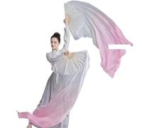 Abanico largo for danza del vientre de seda, 1 par de abanicos for práctica de rendimiento cuadrados Yangko clásicos de Color degradado for adultos Para Grandes Actuaciones(Color 5,210x90cm Real Silk)
