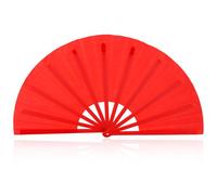 Abanico Mano Plegable Grande, Ventilador de Plástico Mano Rave Portátil para Bailar en Línea Decoración para Fiestas de Bodas Espectáculos (Rojo)