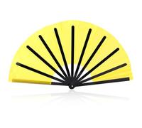 Abanico Mano Plegable Grande, Ventilador de Plástico Mano Rave Portátil para Bailar en Línea Decoración para Fiestas de Bodas Espectáculos (Amarillo y Negro)