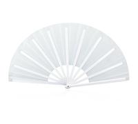 Abanico Mano Plegable Grande, Ventilador de Plástico Mano Rave Portátil para Bailar en Línea Decoración para Fiestas de Bodas Espectáculos (Blanco)