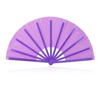 Abanico Mano Plegable Grande, Ventilador de Plástico Mano Rave Portátil para Bailar en Línea Decoración para Fiestas de Bodas Espectáculos (Púrpura)