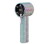 Abanico Manual Pequeño, Abanico Personal Pequeño Con Cristales Refrescante, Accesorio Refrescante Recargable con Pantalla LED para Senderismo Viajes Acampada Exterior Hombre Mujer