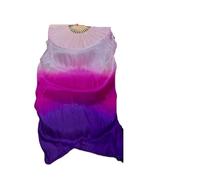 Abanico Para Danza Del Vientre Mujer vientre danza seda bambú largo ventilador velos accesorios abdominales adoración alabanza pastel colores bandera serpentina adultos(Silver,120cm-Kids Size)
