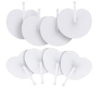 Abanico Plegable 12/30/50/100pcs White Paper Folding Fans Round Party for Guests Anniversary Birthday Wedding Decoration(White-Mix Shaped,12pcs)