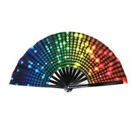 Abanico plegable - Abanico plegable decorativo, abanico de festival | Abanico de mano de bambú, amplio abanico plegable de colores brillantes, abanico de kung fu chino para procesión de fiesta