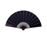 Abanico plegable chino de tela de seda de 10.6 pulgadas/13 pulgadas, abanico plegable de madera de bambú antiguo para pintura de caligrafía, decoración del hogar (color: negro, tamaño del ventilador