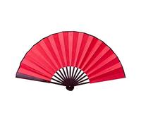 Abanico plegable chino de tela de seda de 10.6 pulgadas/13 pulgadas, abanico plegable de madera de bambú antiguo para pintura de caligrafía, decoración del hogar (color: rojo, tamaño del ventilador