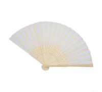 Abanico plegable clásico de madera personal, marco único, hecho a mano, capa de seda oriental, ventilador de refrigeración portátil para exhibición de pared de actuaciones de baile de verano (blanco)