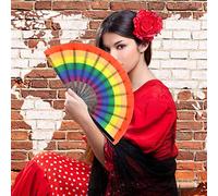 Abanico Plegable, Colorido Arco Iris Pride Kung Fu Abanico Bambú Colores Naturales Abanicos De Mano Plegables Con Bolsa De Alenamiento Portátil Elegante Fiesta De Baile Abanico De Mano Para Mu