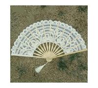 Abanico Plegable Con Borlas Abanico plegable portátil de 27 cm, estilo vintage de madera con encaje y borlas, con varillas huecas, ideal como accesorio fotográfico for fiestas de baile y espectáculos.