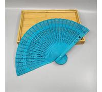 Abanico Plegable de Mano, 2 Piezas de Abanico Plegable de Madera teñida de Azul, Exquisito Abanico Hueco, abanicos de Mano Grandes, Elegante Abanico Chino Hecho a Mano para Bailar, Fiesta, b