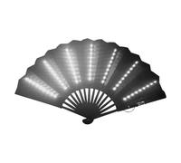 Abanico plegable de mano - Ventilador de festival grande con luz LED, batería incluida | Řave Faņ with Li-Ght Portable Følding - Performance Show Party Fån for Stage Carnival Club Belly Dance, a