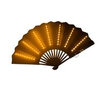 Abanico plegable de mano - Ventilador de festival grande con luz LED, batería incluida | Řave Faņ with Li-Ght Portable Følding - Performance Show Party Fån for Stage Carnival Club Belly Dance, a