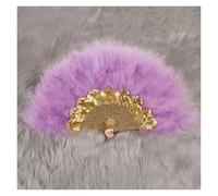 Abanico Plegable de Plumas, Abanico de mano con plumas, hecho a mano, con encaje africano, for bodas, hogar, decoración, regalo de fiesta, decoración de novia(Purple)