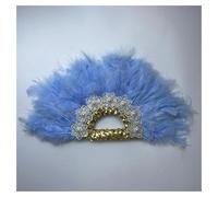Abanico Plegable de Plumas, Abanico de plumas hecho a mano con encaje for danza, ideal como regalo de boda o fiesta, decoración de boda.(Double Side13)