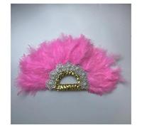 Abanico Plegable de Plumas, Abanico de plumas hecho a mano con encaje for danza, ideal como regalo de boda o fiesta, decoración de boda.(Double Side18)