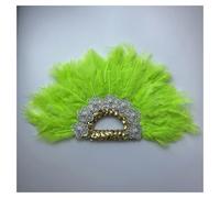 Abanico Plegable de Plumas, Abanico de plumas hecho a mano con encaje for danza, ideal como regalo de boda o fiesta, decoración de boda.(Double Side10)