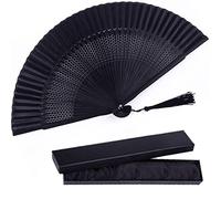 Abanico plegable de seda, abanico de mano de madera de bambú, estilo retro japonés, hecho a mano, con una manga de tela y borlas para decoración del hogar, fiesta, día del padre, boda, verano, regalo