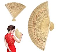 Abanico plegable de seda para boda, graduación, baile, fiesta, encaje, con lentejuelas, patrón de flores, estilo español, para iglesia, regalos para el hogar (1 abanico de madera de bambú)