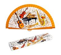 Abanico Plegable en Tela Estampada de Algodón sobre Madera. Colección (Instrumentos)