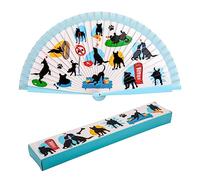 Abanico Plegable en Tela Estampada de Algodón sobre Madera. Colección (Perros)