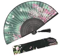 Abanico plegable OMyTea Sakura con diseño chino/japonés retro y con funda protectora de tela